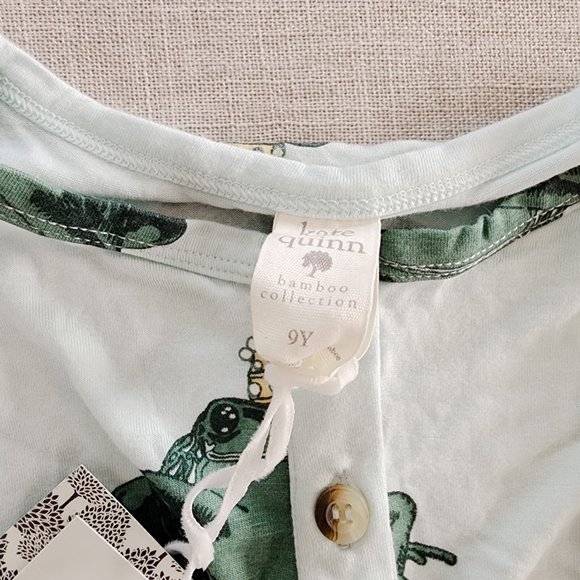 Kate Quinn Bamboo Frog Prince Long Sleeve Button Henley Tee 9Y New - Picture 3 of 5
